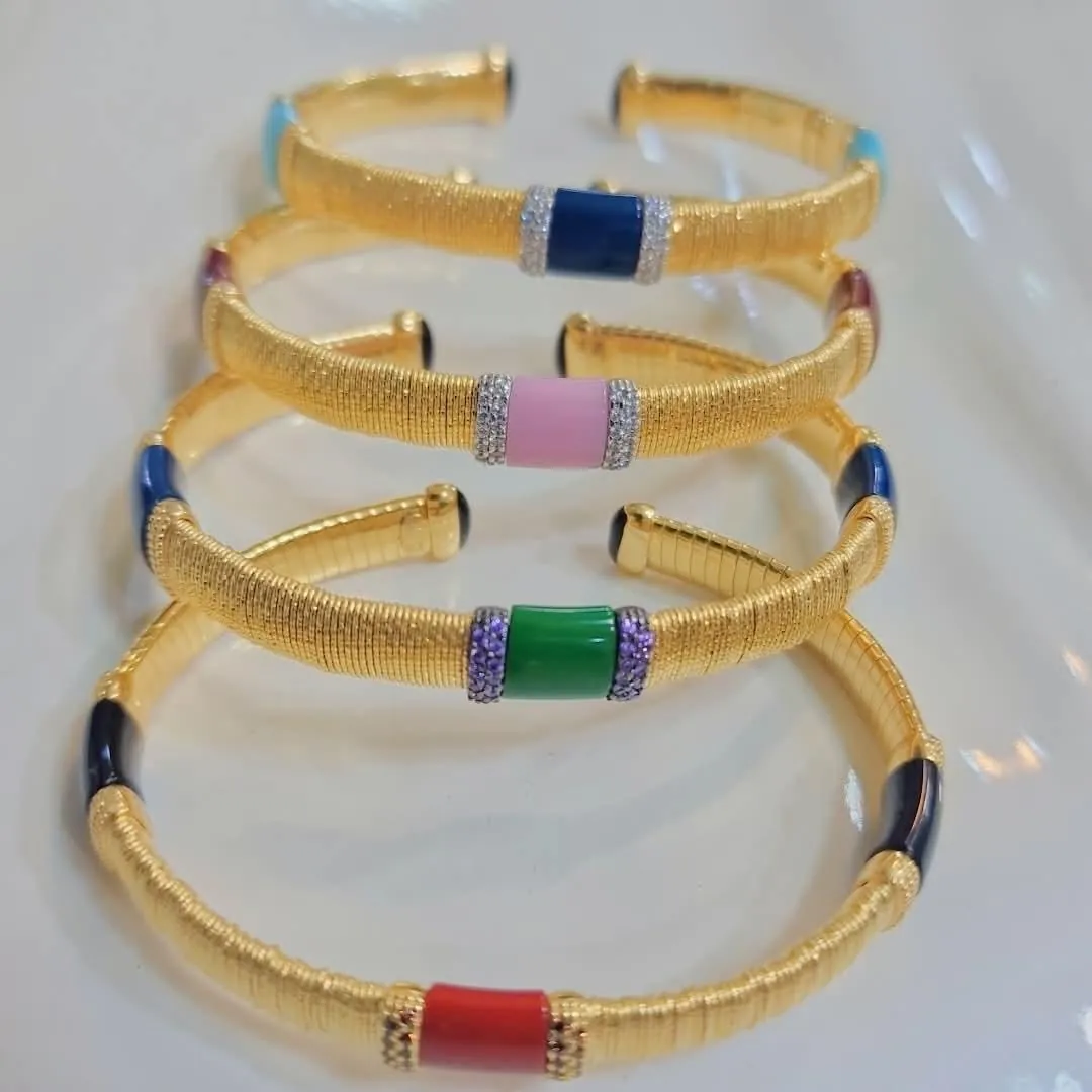 Joncs en or à pierres de couleur